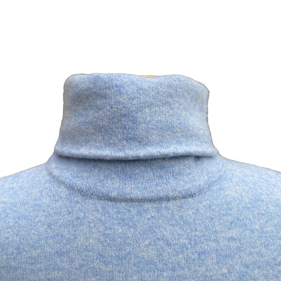 Athleta 100% Cashmere Turtleneck Sweater Heather Blue Minimalist Quiet Luxury-XS - Picture 8 of 13